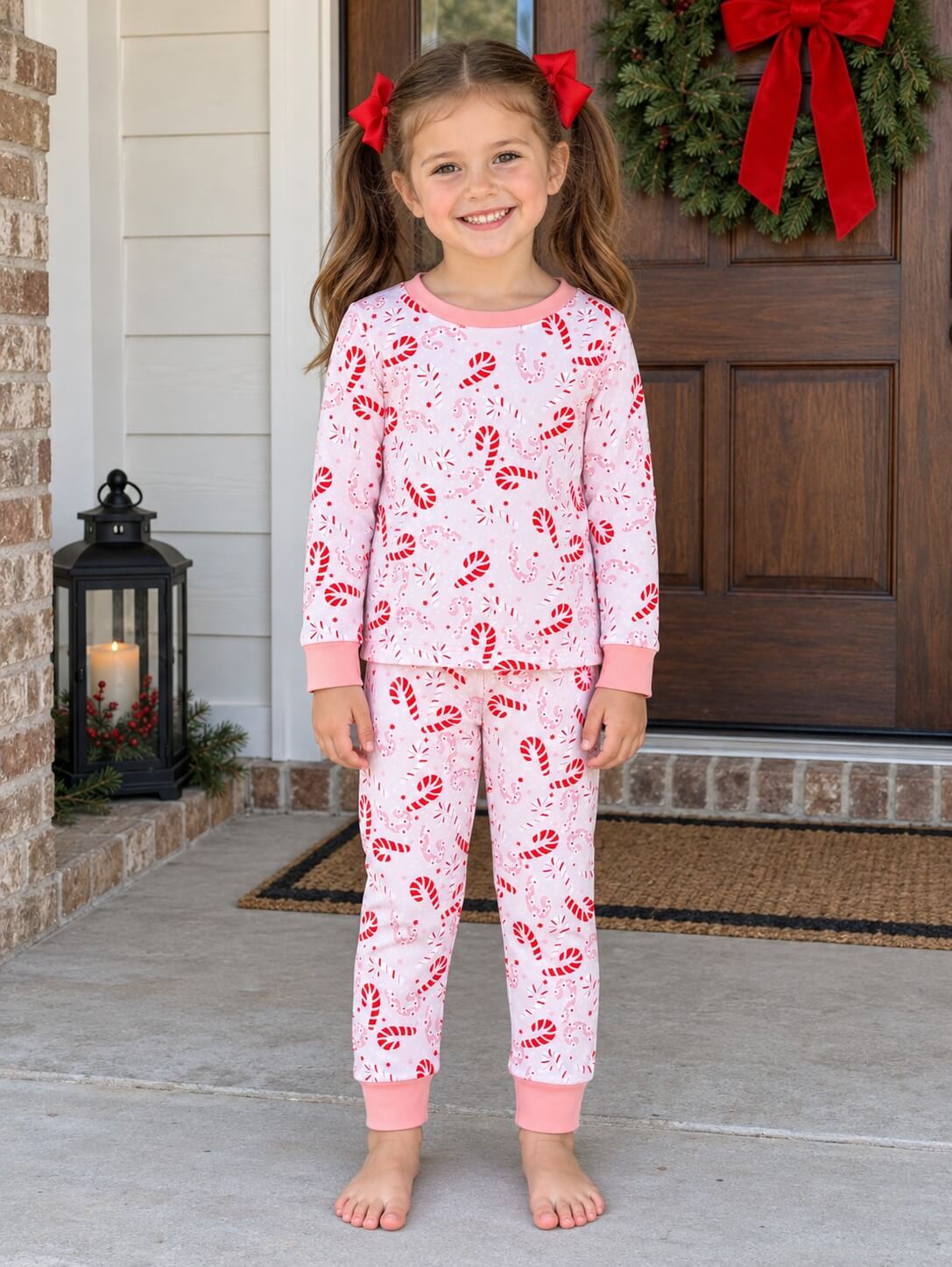 Candy Cane Wishes Girls Christmas Lounge Set