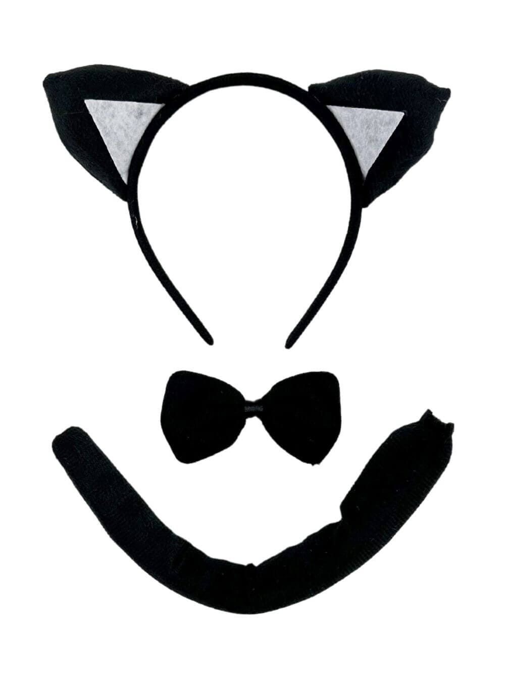 Black Cat Headband Ears & Tail, Kid or Adult Costume Accessories Set - Sydney So Sweet