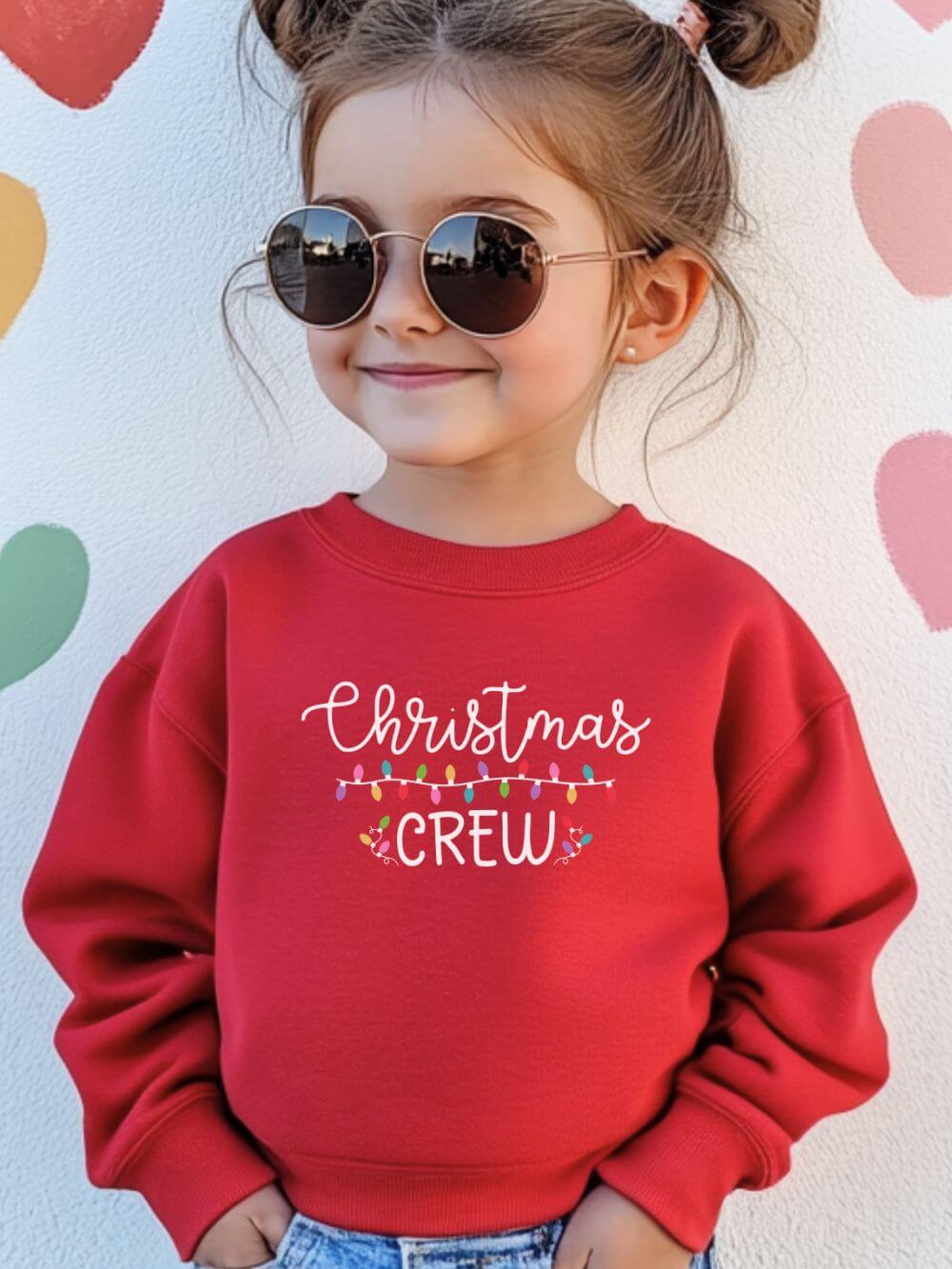 Christmas Crew Toddler Sweatshirt Cute Kids Holiday Pullover with String Lights - Sydney So Sweet