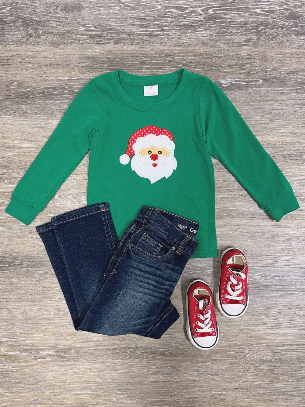 Classic Green Christmas Santa Claus Boys Top - Sydney So Sweet