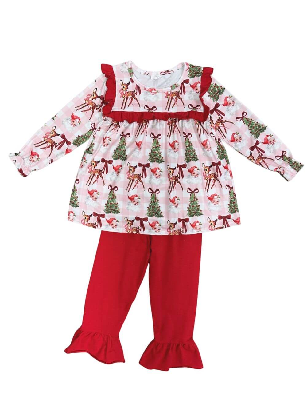 Classic Holiday Reindeer & Christmas Tree Girls Outfit - Sydney So Sweet