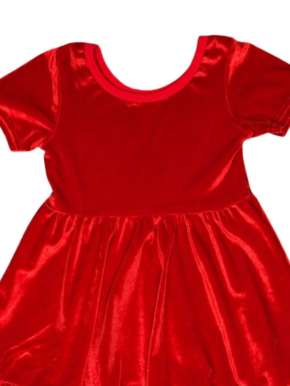 Classic Red Velvet Girls Holiday Ruffle Dress