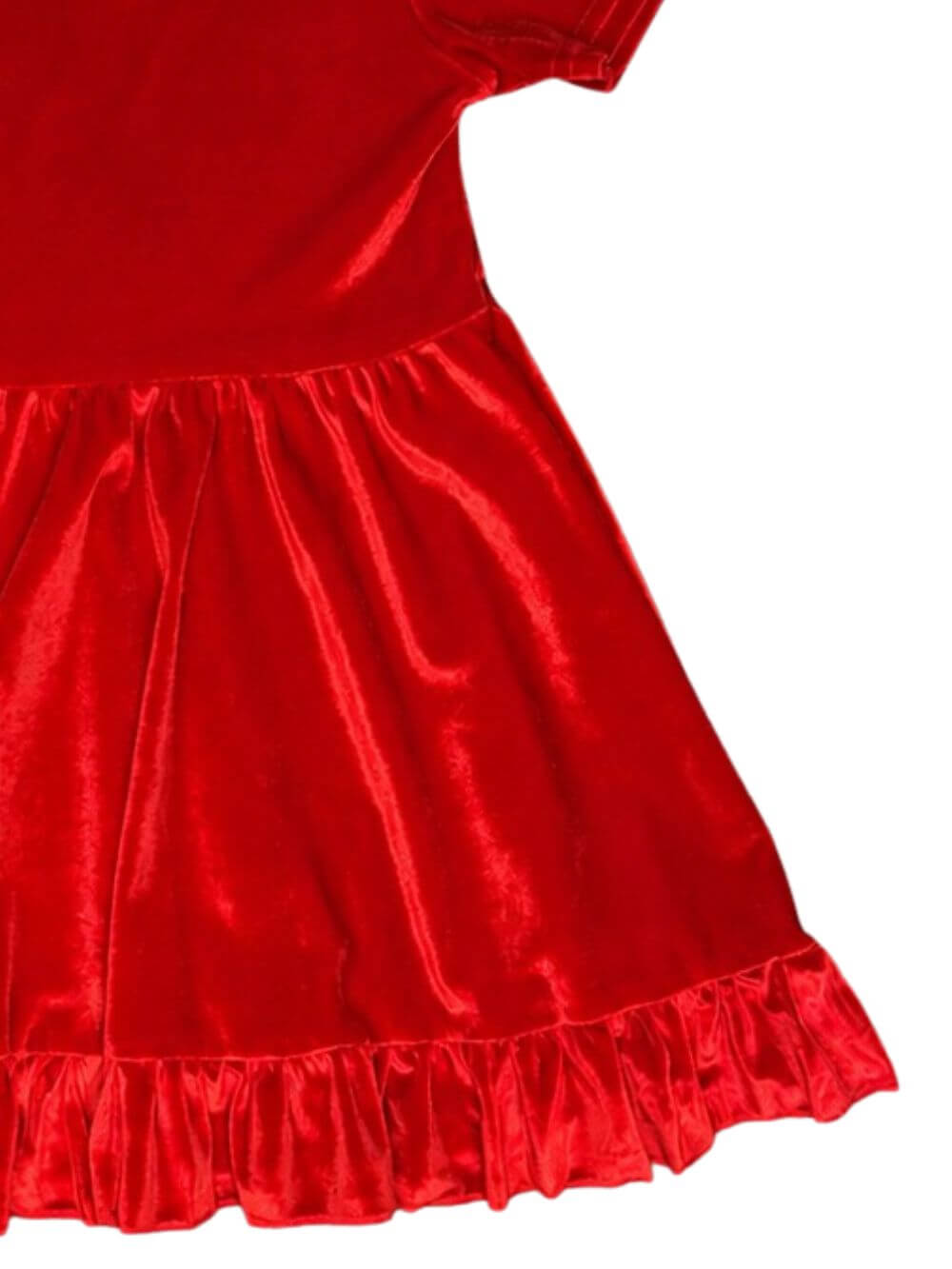 Classic Red Velvet Girls Holiday Ruffle Dress