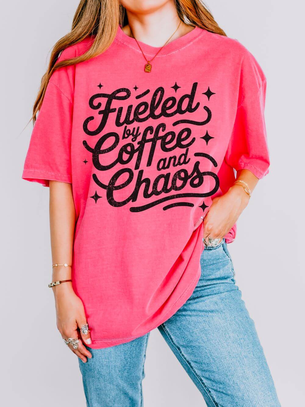 Fueled by Coffee and Chaos T-Shirt Coffee Lovers Graphic Tee