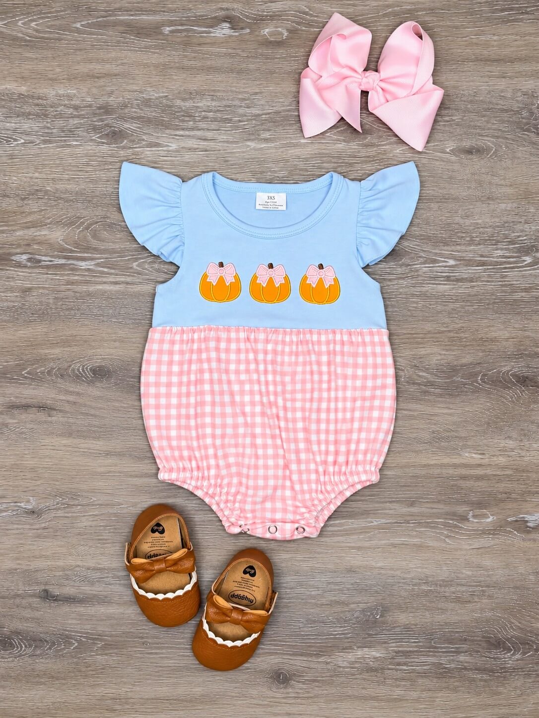 Coquette Bow Pumpkin Baby Bubble Romper