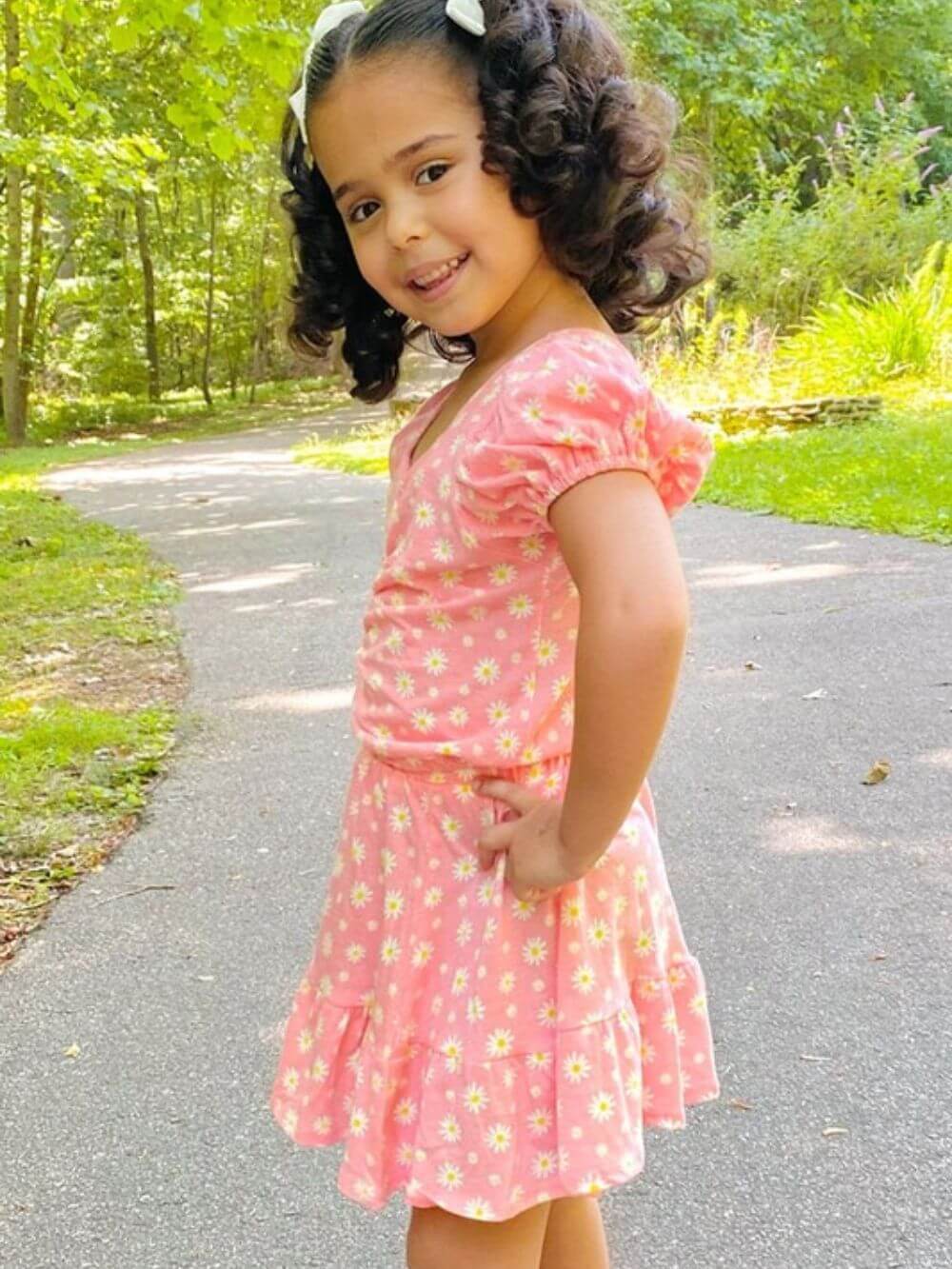 Coral Floral Puff Sleeve Girls Skirt Set - Sydney So Sweet