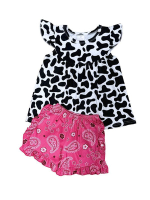 Cowgirl Life Hot Pink Bandana Girls Shorts Outfit - Sydney So Sweet