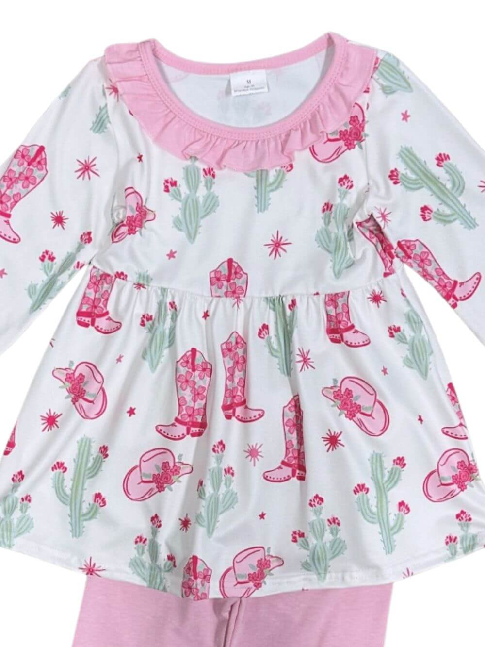 Cowgirl Cutie Pink Ruffle & Cactus Girls Outfit - Sydney So Sweet