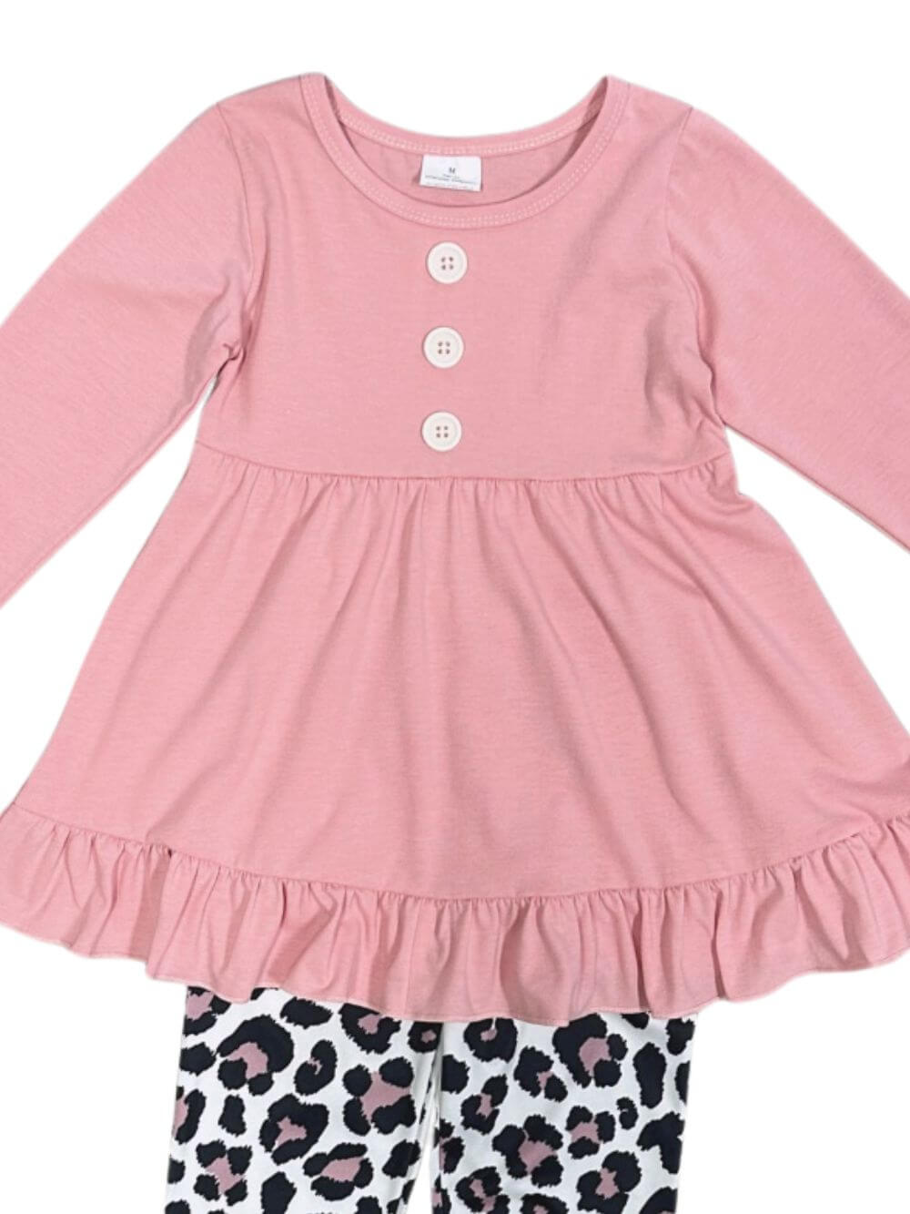 Cozy & Cute Girls Ruffle Tunic Leopard Leggings Outfit - Sydney So Sweet