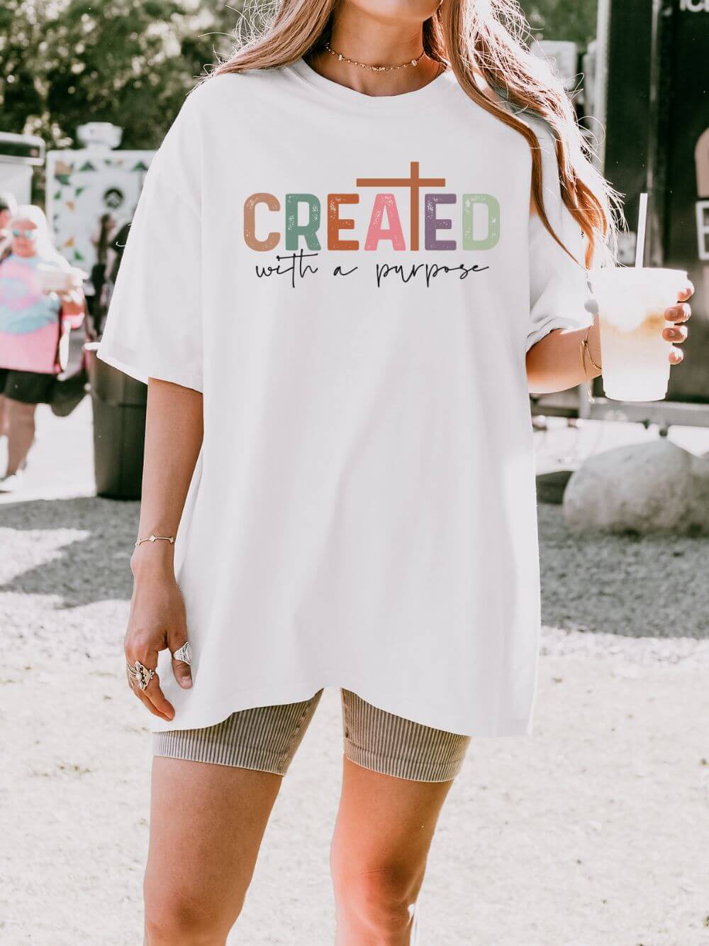 Created with a Purpose Christian Bible Verse Unisex Comfort Colors Graphic T-Shirt - Sydney So Sweet