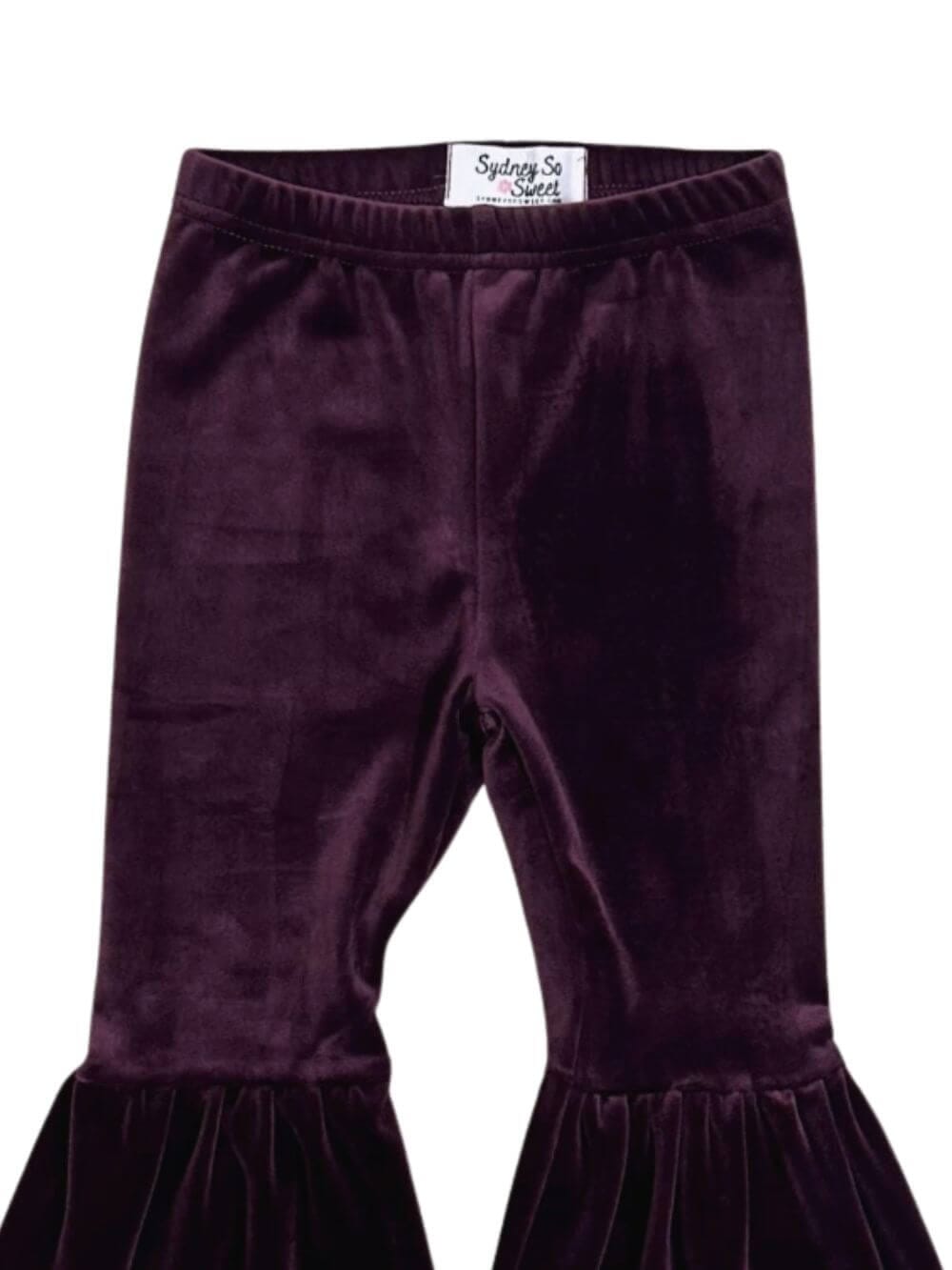 Dark Purple Girls Velvet Bell Bottoms - Sydney So Sweet