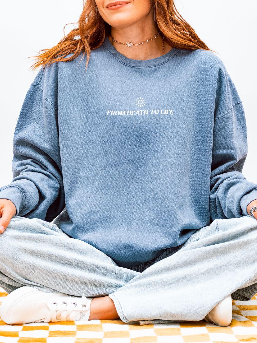 Death Could Not Hold Him Lightweight Crewneck Sweatshirt Christian Pullover