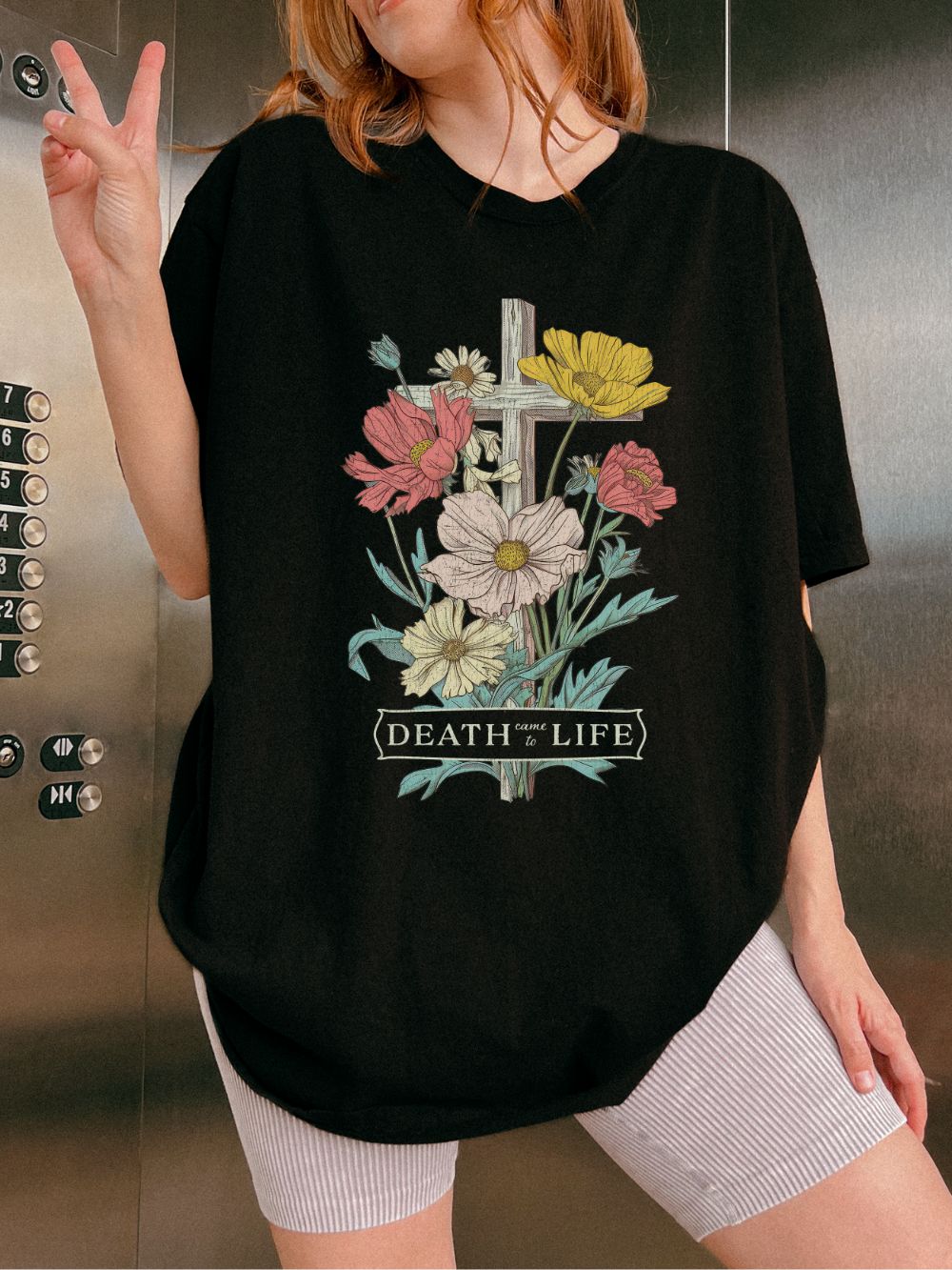 Death Has Come to Life Floral Cross Easter Unisex Tee Christian Distressed T-Shirt