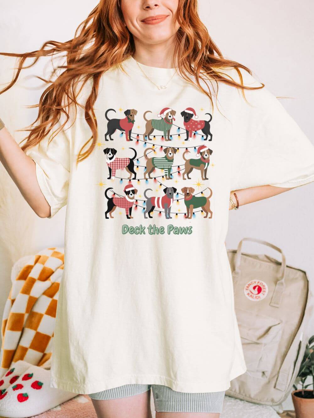 Deck the Paws Festive Dog Lovers T-Shirt Unisex Garment-Dyed Tee - Sydney So Sweet