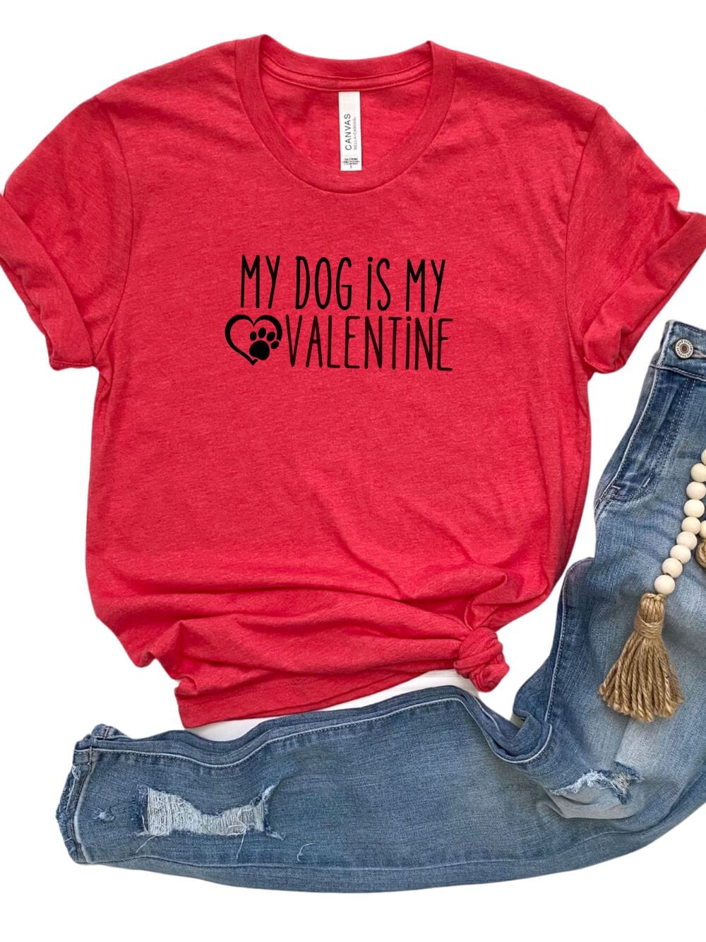 My Dog is My Valentine Jersey Short Sleeve Women's Valentine's Day Tee - Sydney So Sweet