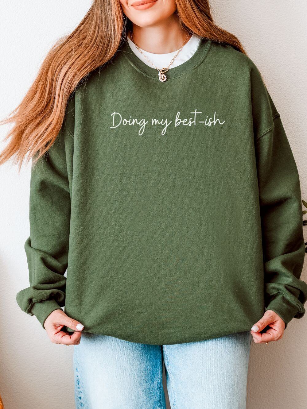 Doing My Best-ish Script Motivational Crewneck Heavy Blend Cozy Sweatshirt - Sydney So Sweet