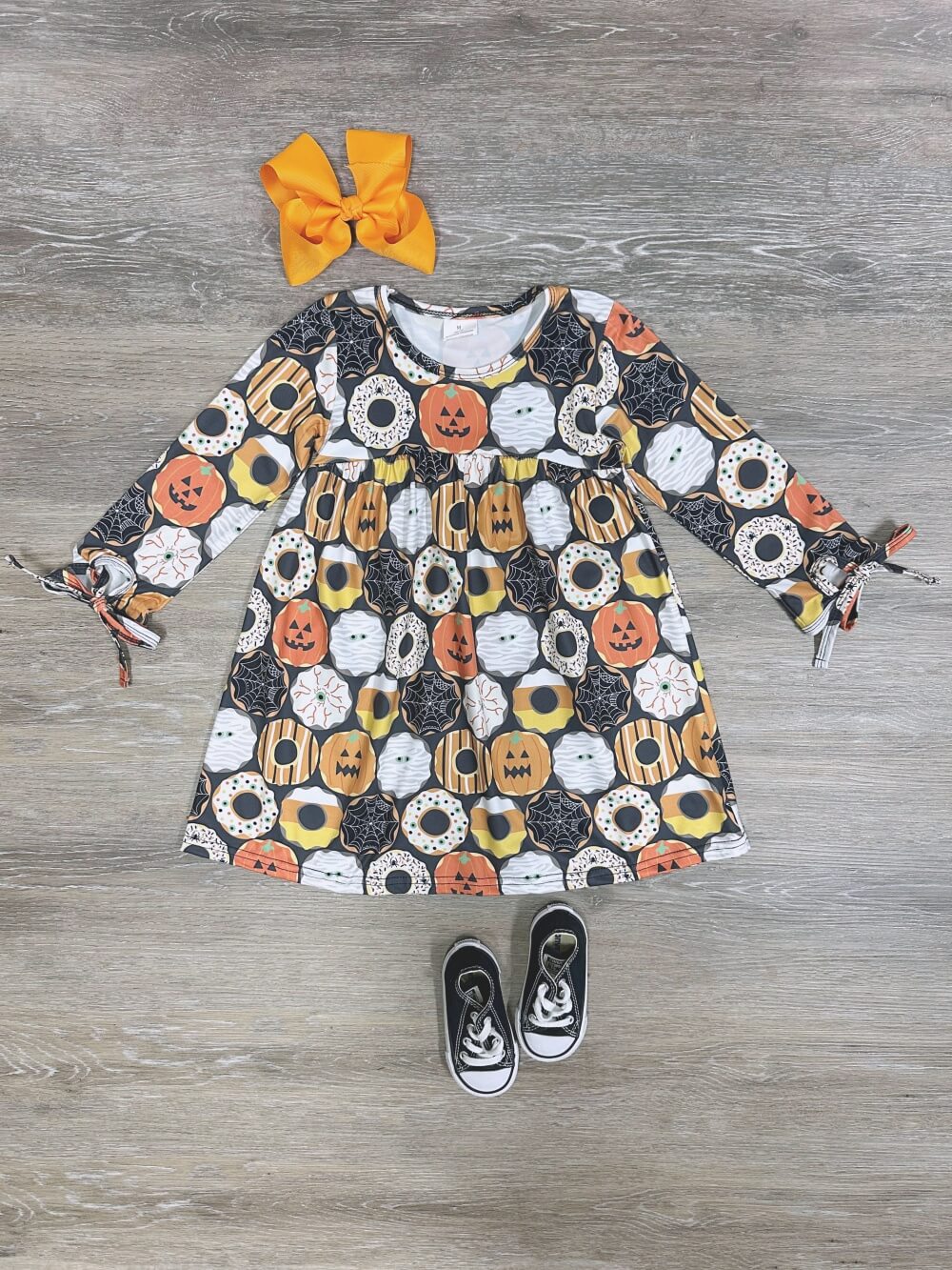 Donut Be Scared Girls Halloween Twirl Dress - Sydney So Sweet