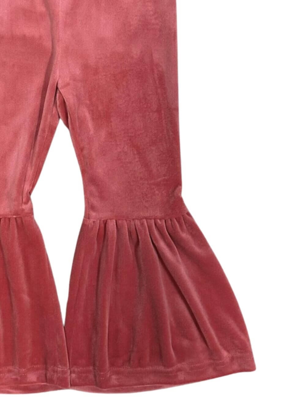Dusty Rose Pink Girls Velvet Bell Bottoms - Sydney So Sweet