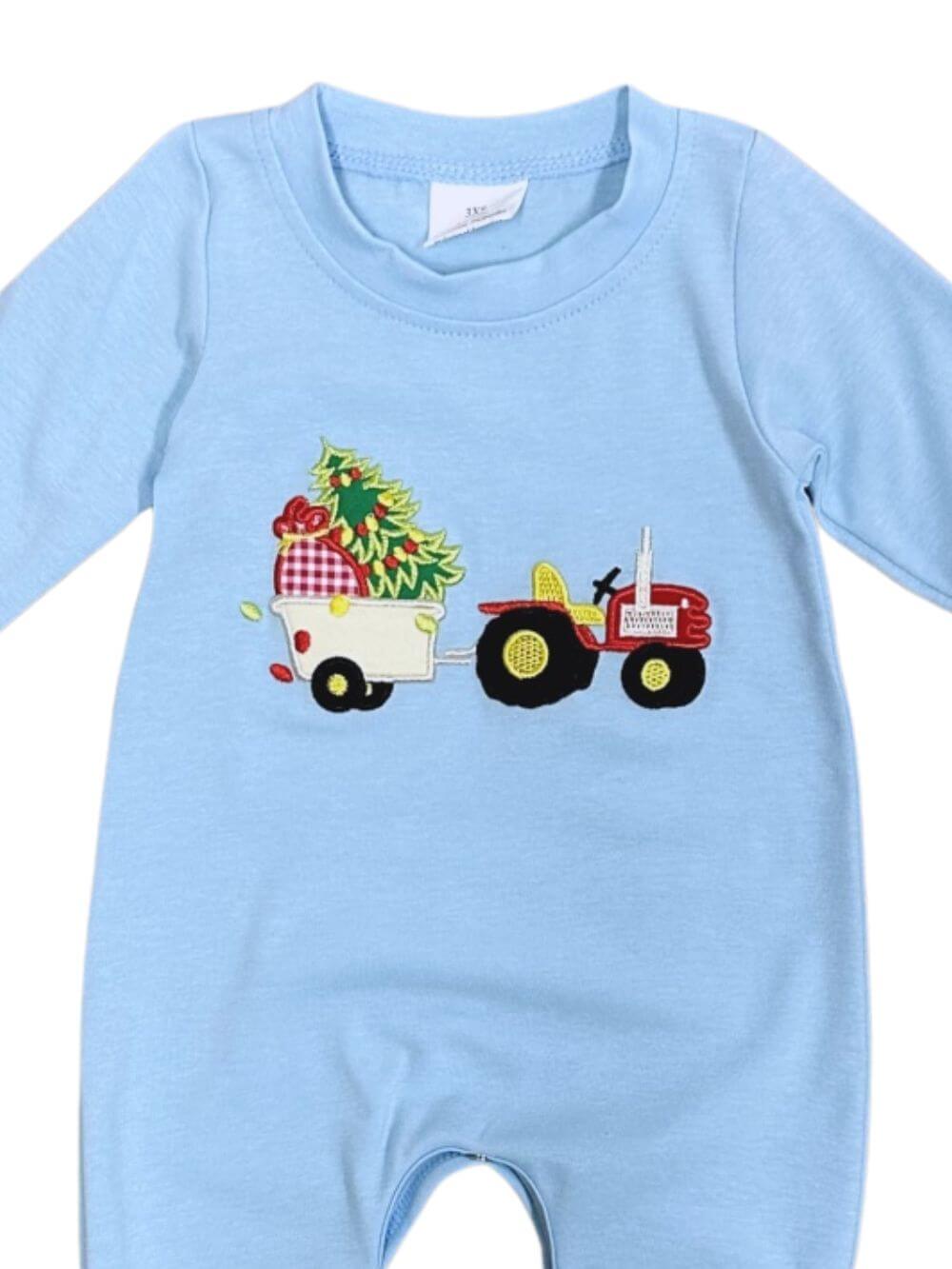 Farm Fresh Christmas Tree Delivery Boys Baby Romper - Sydney So Sweet