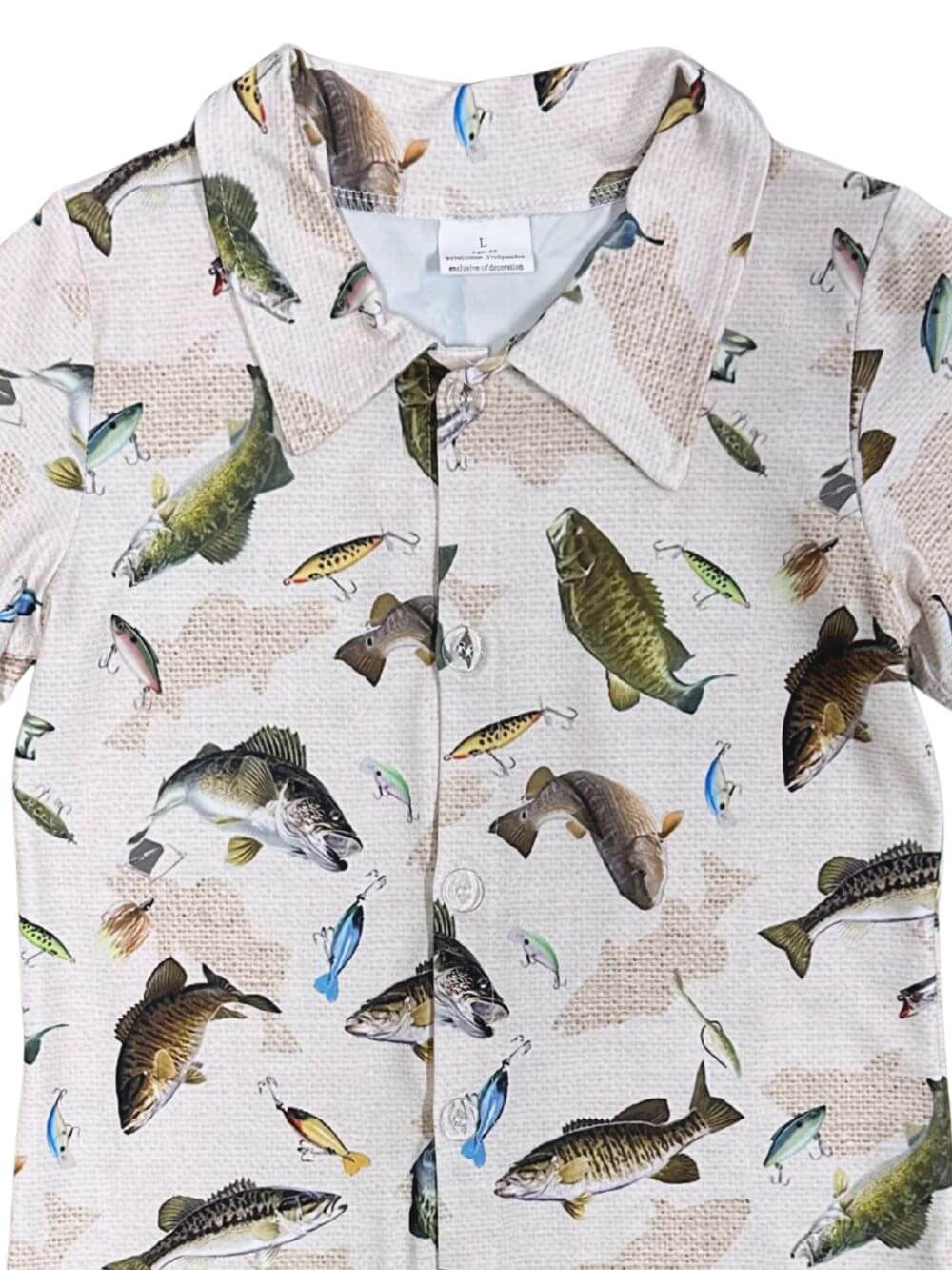 Fish Print Boys Short Sleeve Button Down Shirt - Sydney So Sweet