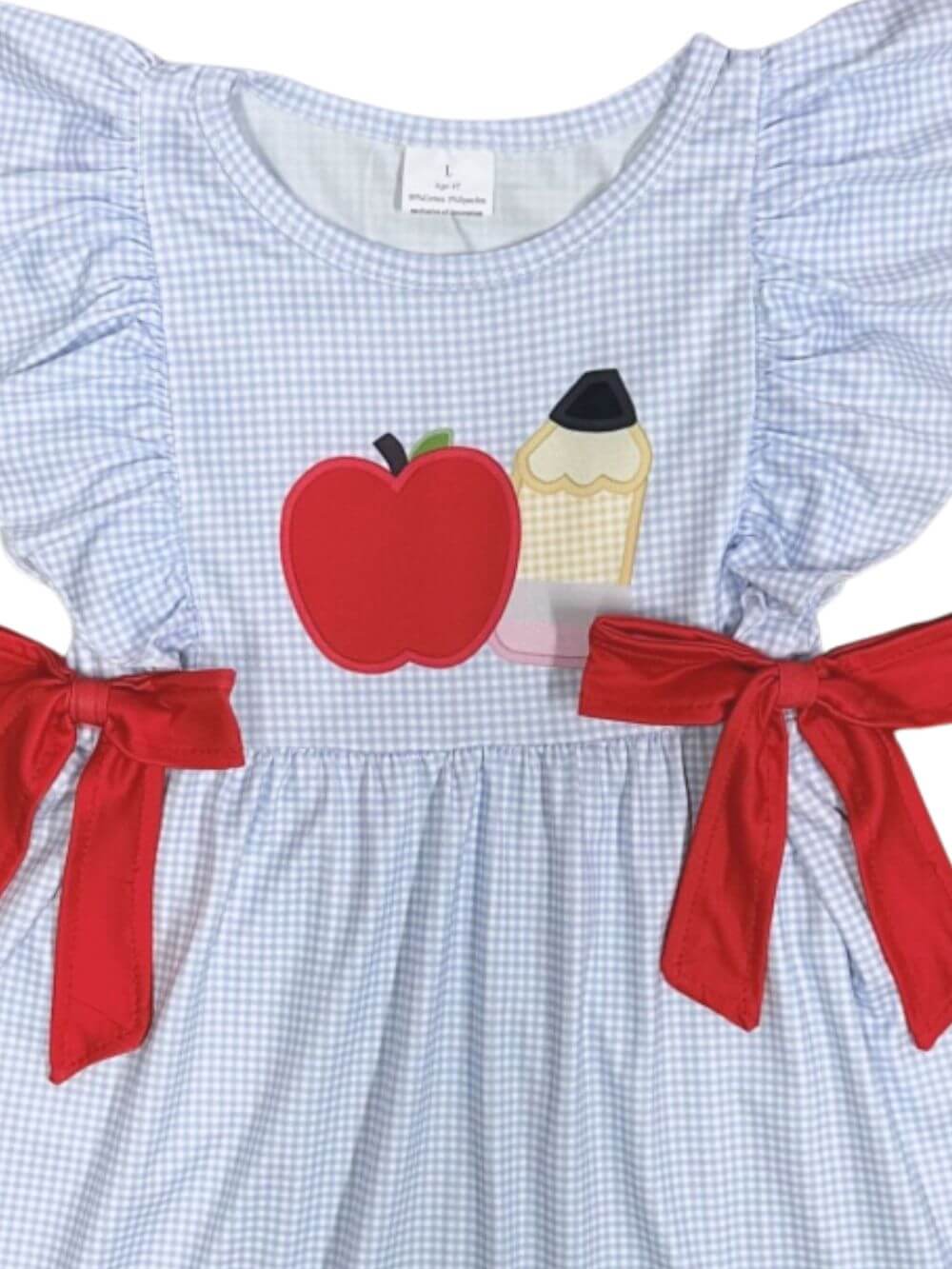 Flutter Sleeve Apple Pencil Girls Back to School Dress - Sydney So Sweet