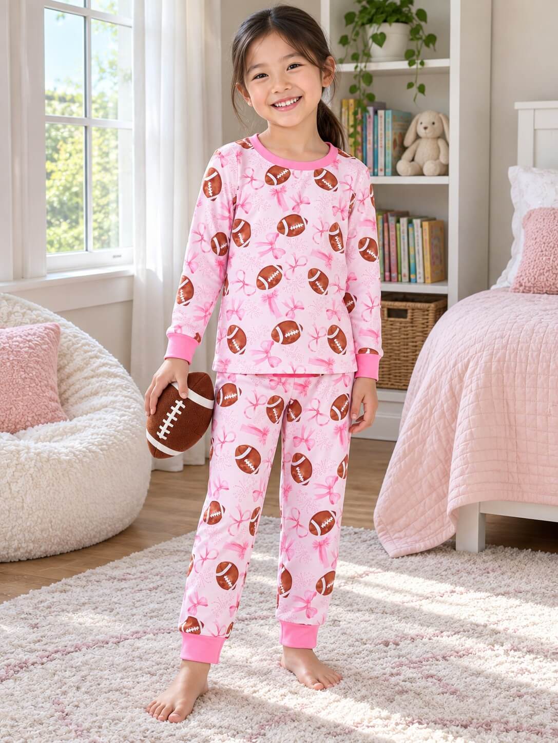 Game Day Football Girls Pink Lounge Set