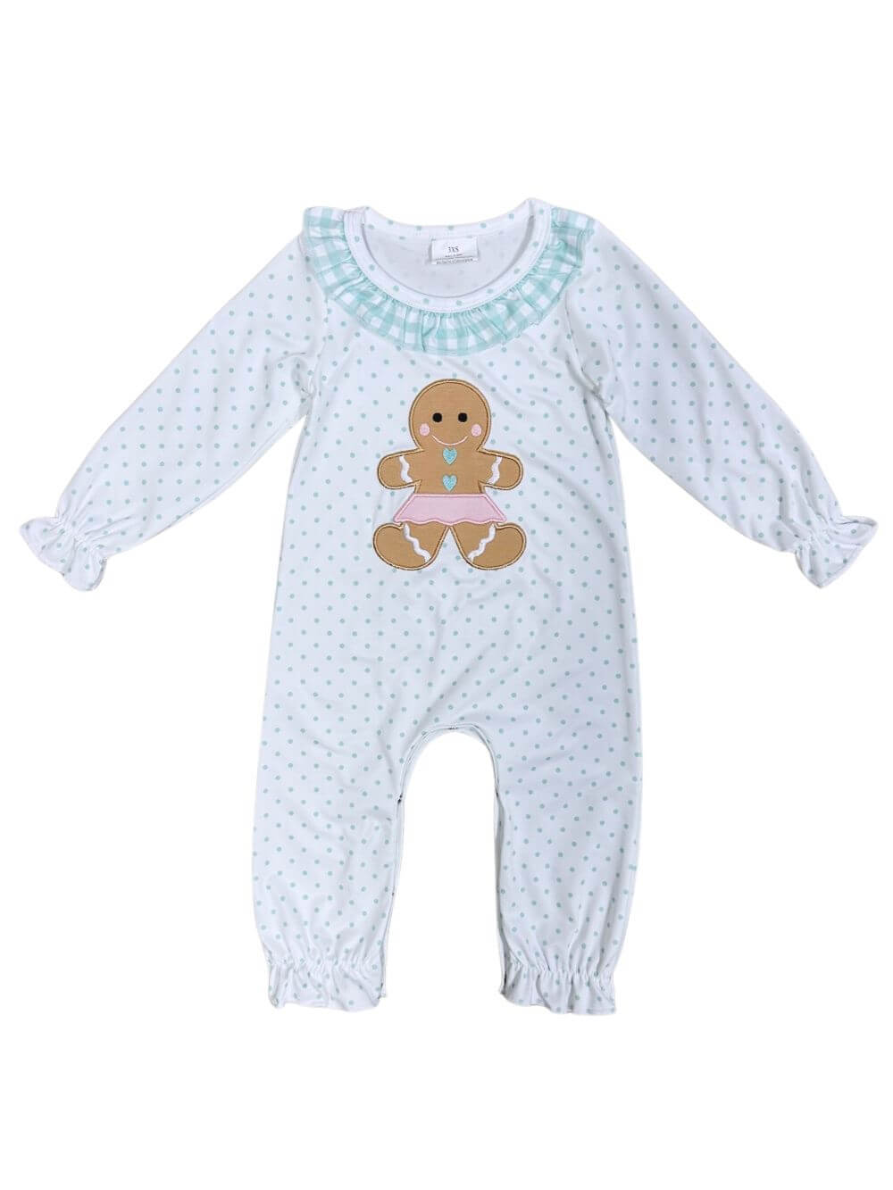 Gingerbread Ballerina Girls Polka Dot Christmas Baby Romper - Sydney So Sweet