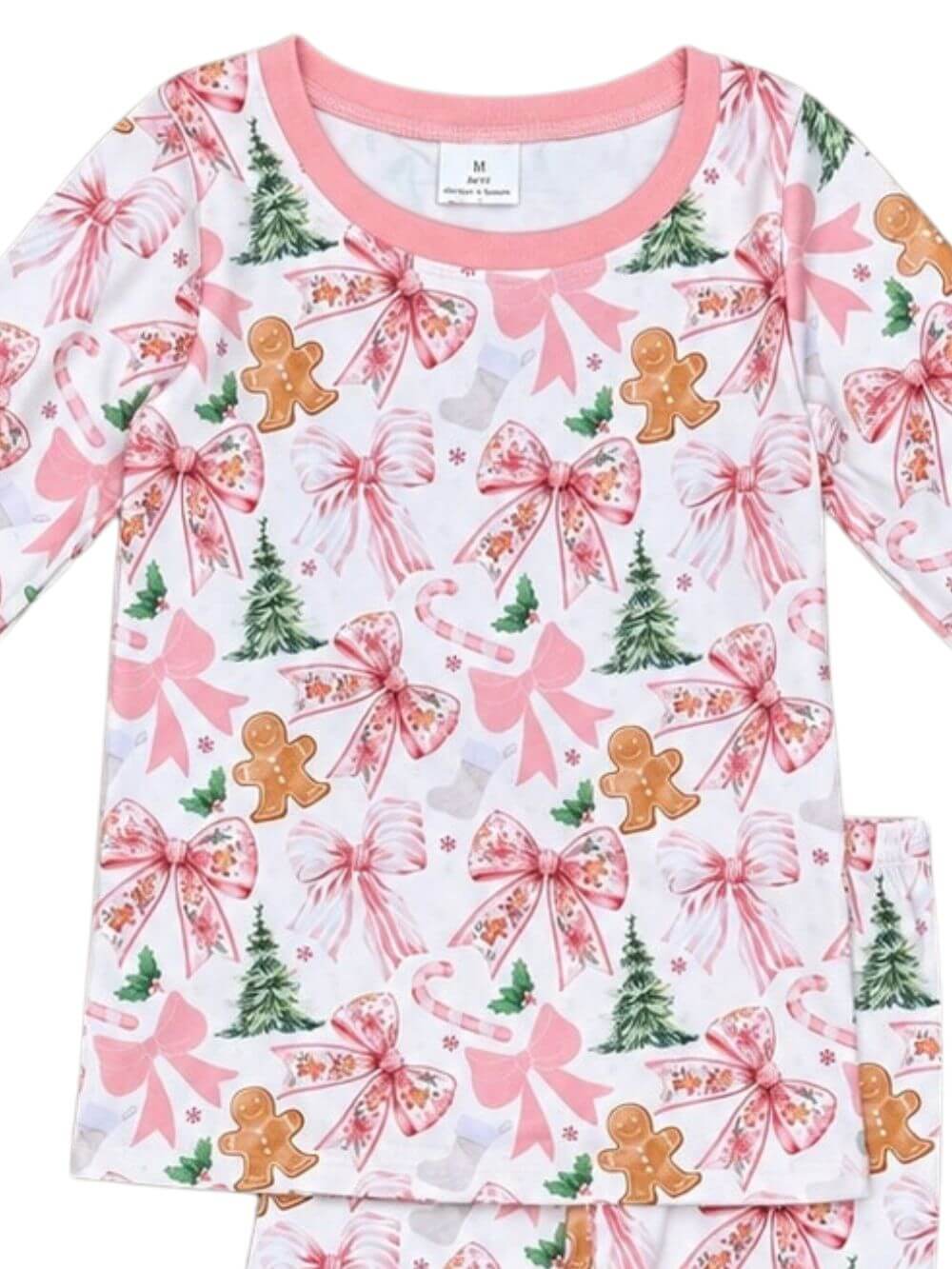 Gingerbread Coquette Christmas Bows Girls Lounge Set