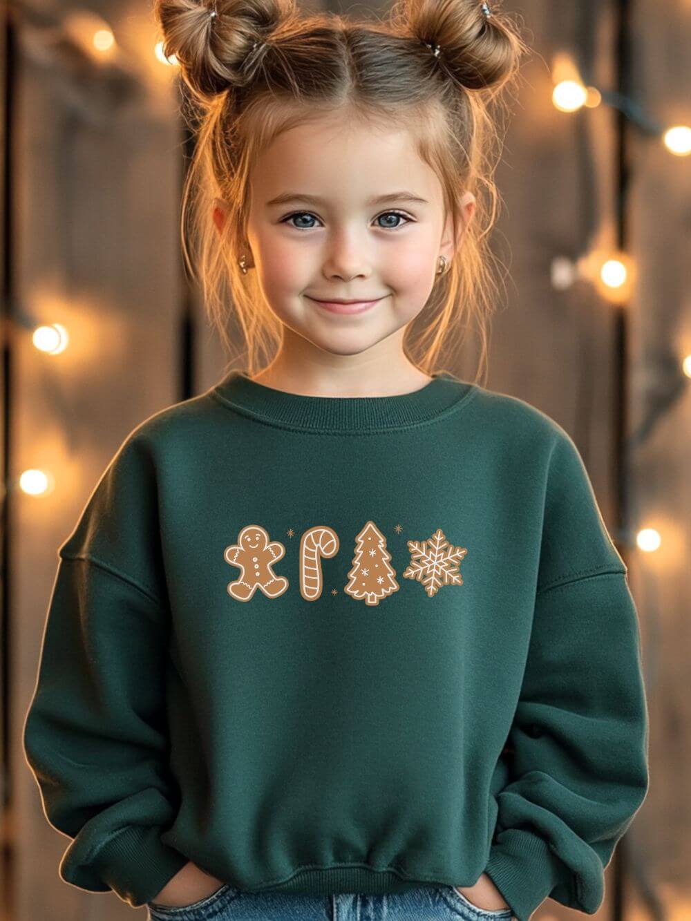 Gingerbread Cookies Heavy Blend Kids' Crewneck Graphic Christmas Holiday Sweatshirt - Sydney So Sweet