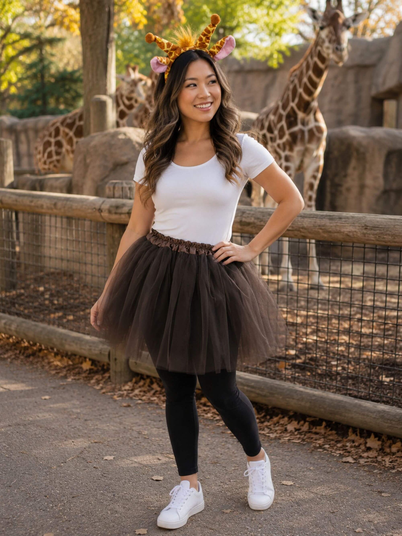 Women's Giraffe Costume Set for Adults & Plus Size – Giraffe Headband Ears, Tutu Skirt & Tail – Halloween & Cosplay Outfit