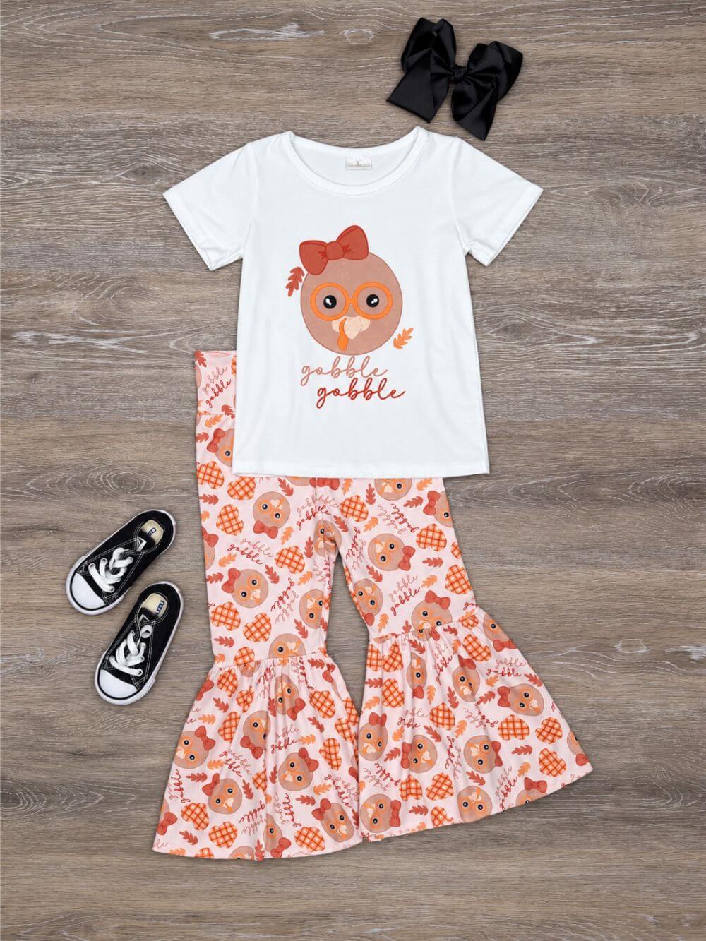 Gobble Gobble Turkey Girls Thanksgiving Bell Bottoms Outfit