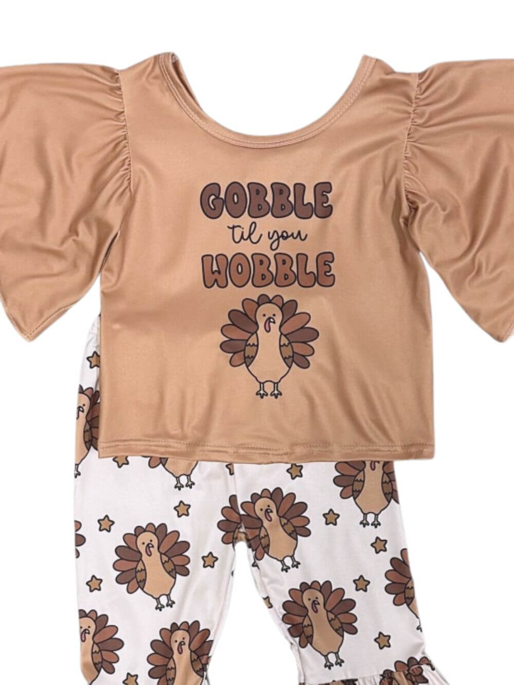 Gobble Til You Wobble Girls Thanksgiving Bell Bottom Outfit - Sydney So Sweet