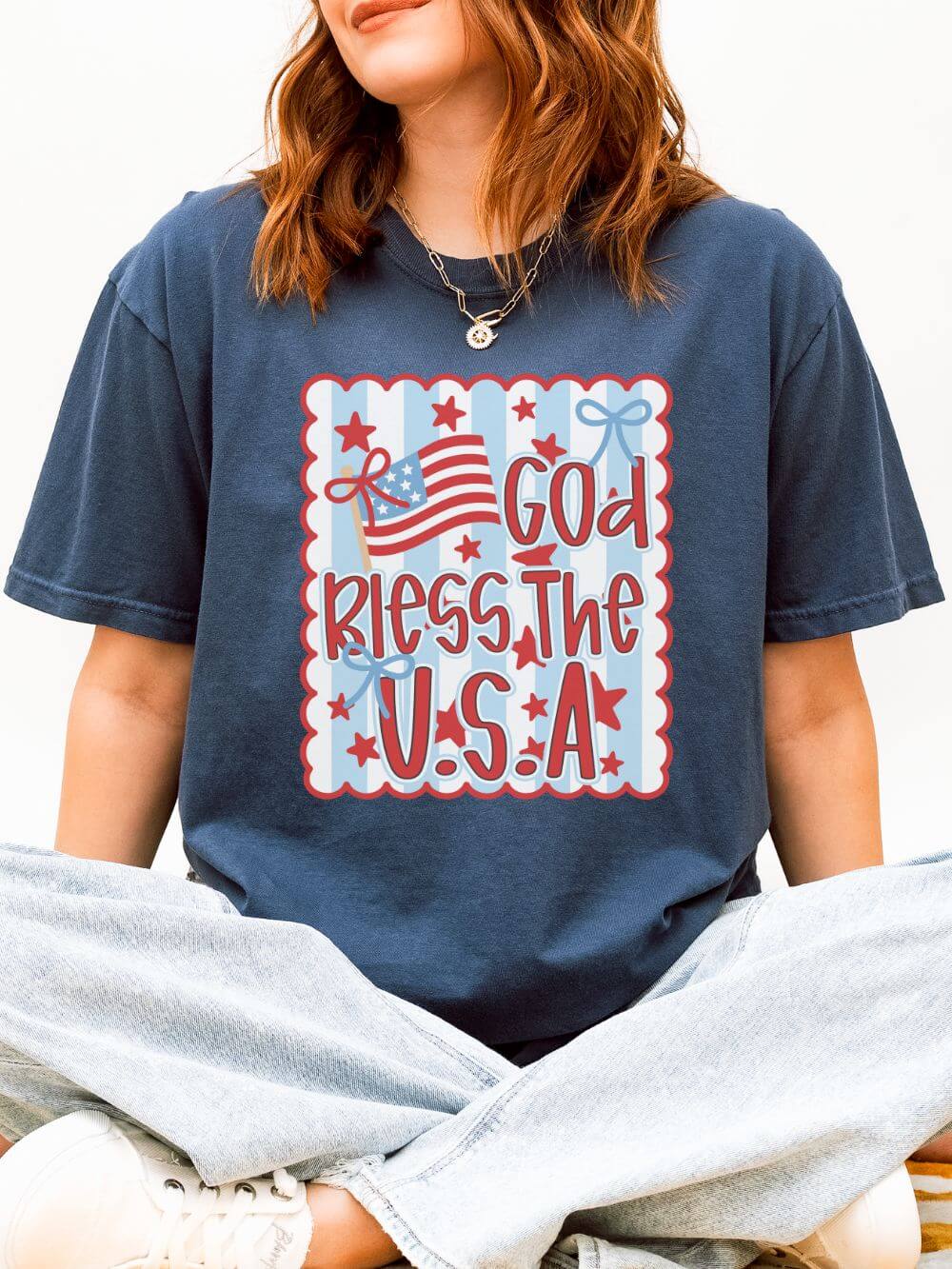 God Bless the USA Summer Unisex Tee Comfort Colors 4th of July Patriotic Graphic T-Shirt - Sydney So Sweet