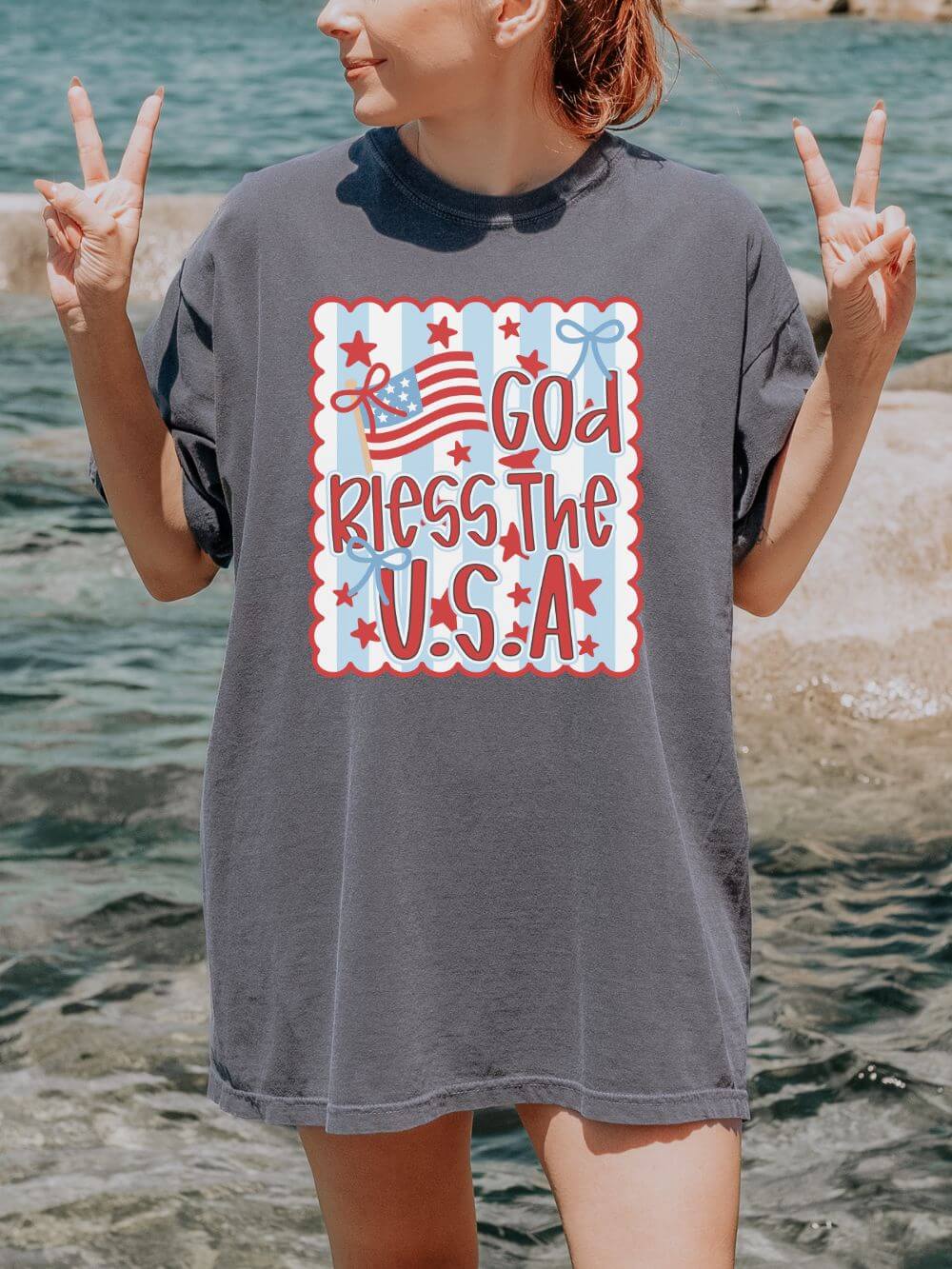 God Bless the USA Summer Unisex Tee Comfort Colors 4th of July Patriotic Graphic T-Shirt - Sydney So Sweet