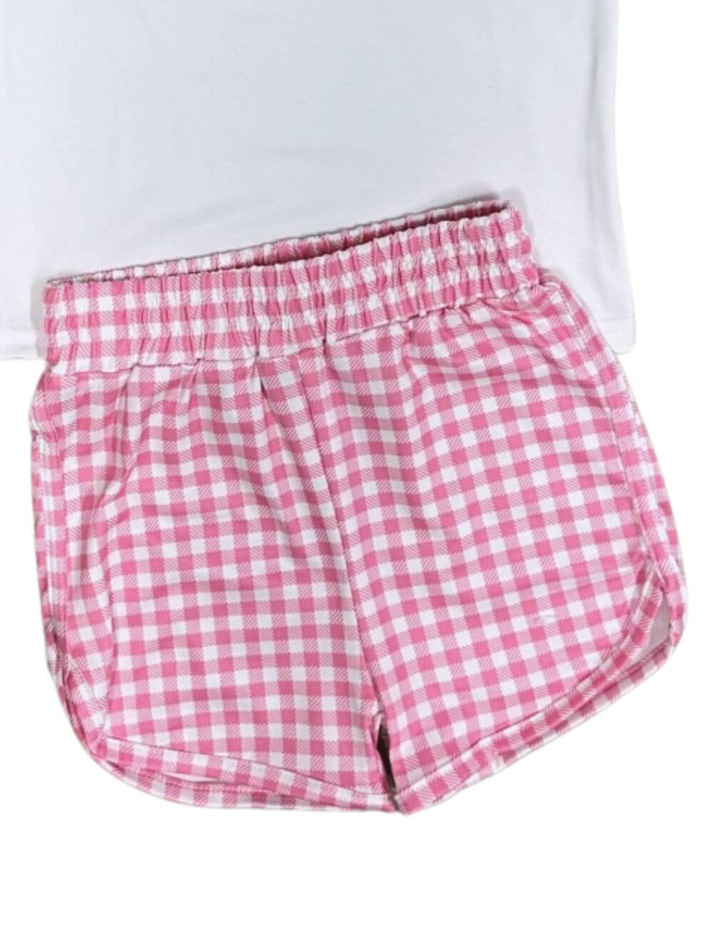 God is Good Girls Hot Pink Gingham Plaid Shorts Set - Sydney So Sweet