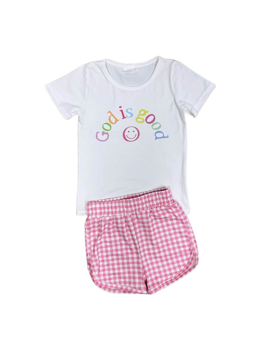 God is Good Girls Hot Pink Gingham Plaid Shorts Set - Sydney So Sweet