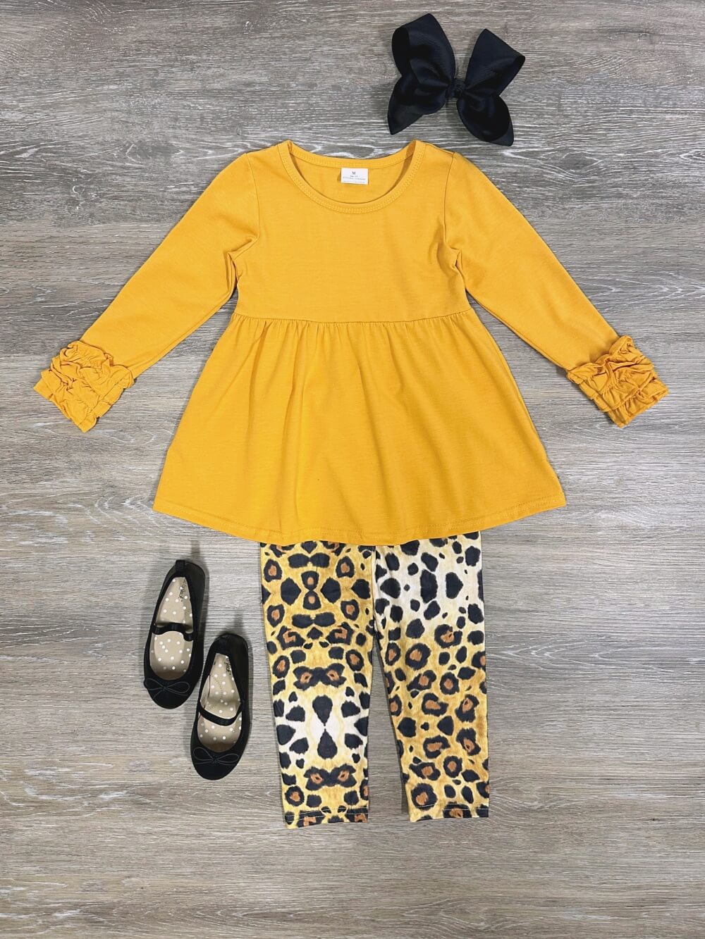 Golden Sass Girls Ruffle Top & Leopard Pants Set - Sydney So Sweet