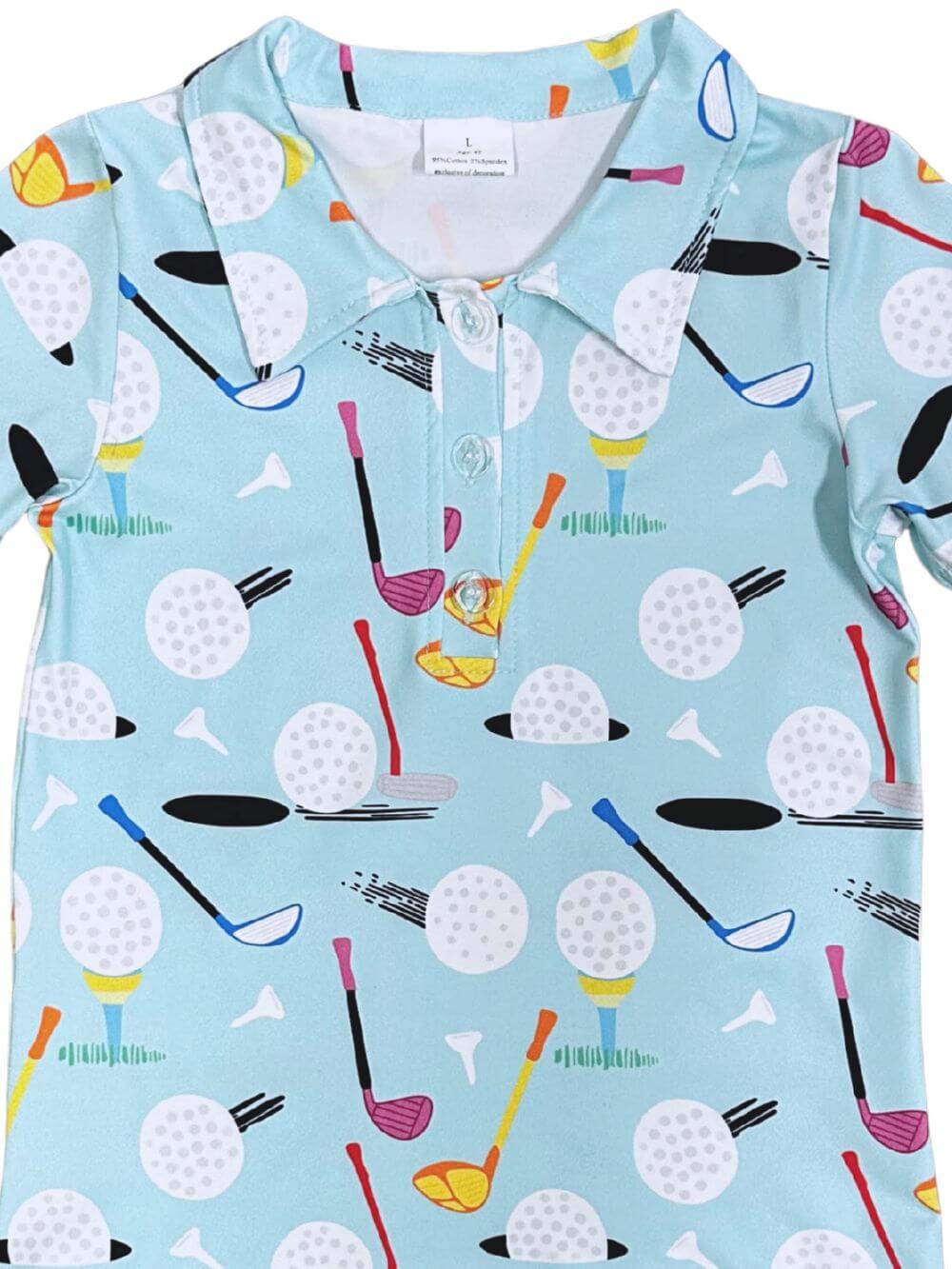 Golf Print Boys Blue Polo Shirt for Back to School and Everyday - Sydney So Sweet