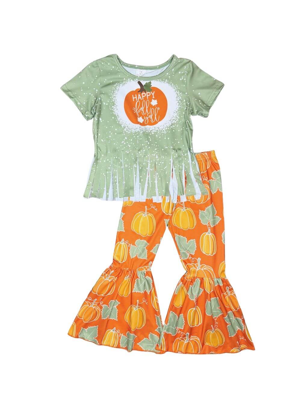 Happy Fall Y'all Pumpkin Girls Bell Bottoms Outfit