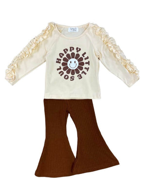 Happy Little Soul Girls Ribbed Bell Bottom Outfit - Sydney So Sweet