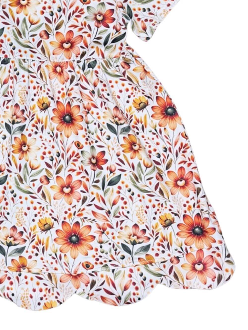 Harvest Blooms Girls Scalloped Dress