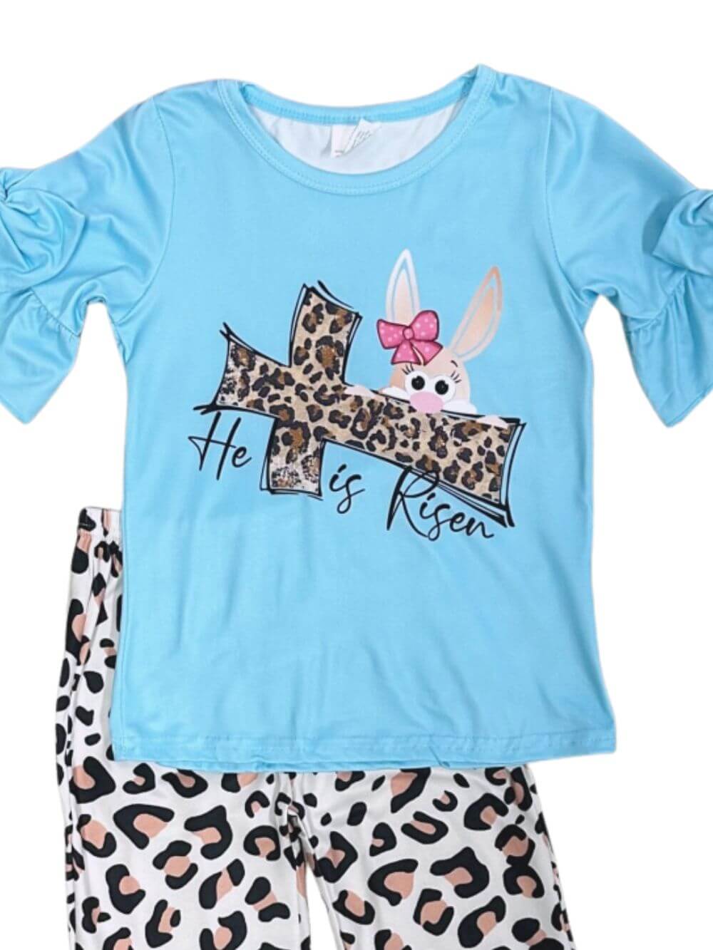 He is Risen Cross & Bunny Cheetah Girls Flare Pants Outfit