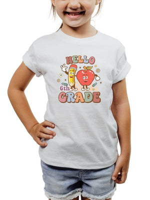 Hello My Grade Retro Back to School Kids' Short Sleeve Distressed Graphic T-Shirt - Sydney So Sweet