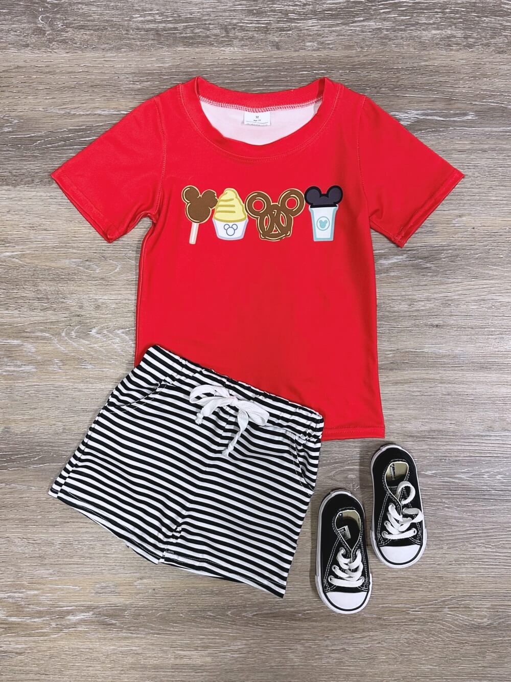 Here for the Snacks Boys Red & Black Shorts Outfit - Sydney So Sweet