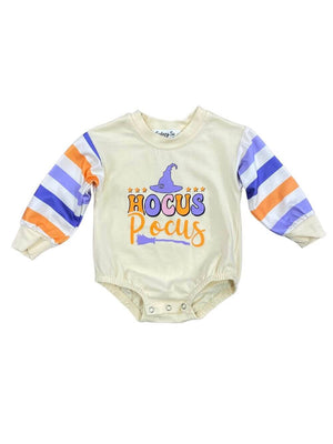 Hocus Pocus Orange & Purple Stripe Witch Baby Romper - Sydney So Sweet