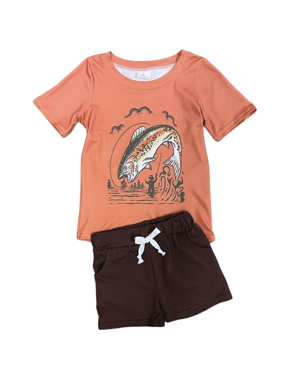Hooked on Fishing Boys Orange T-Shirt & Shorts Outfit - Sydney So Sweet