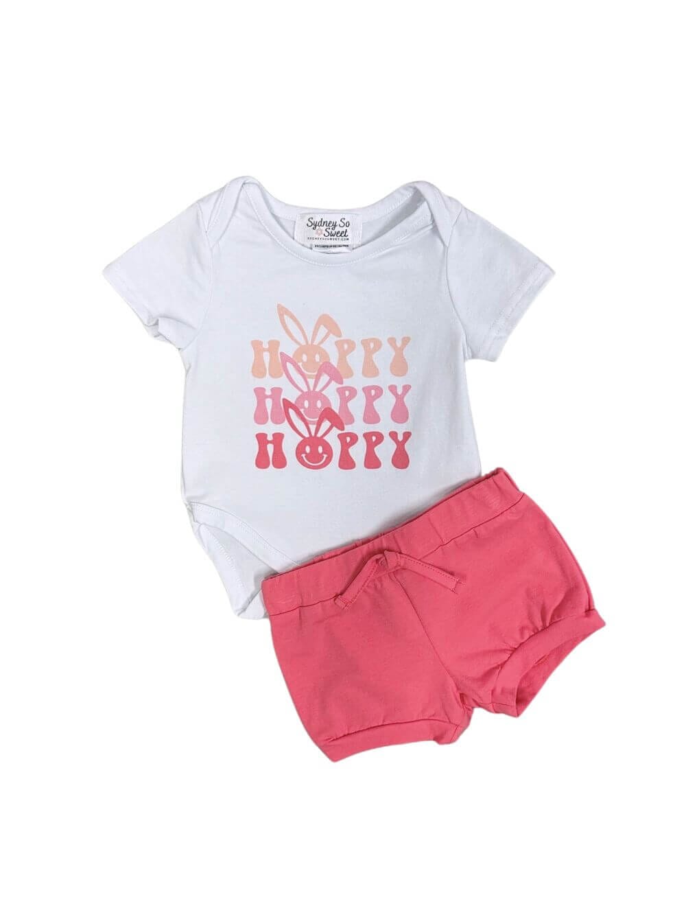 Hoppy Hoppy Hot Pink Bunny Two Piece Baby Easter Bloomer Outfit - Sydney So Sweet