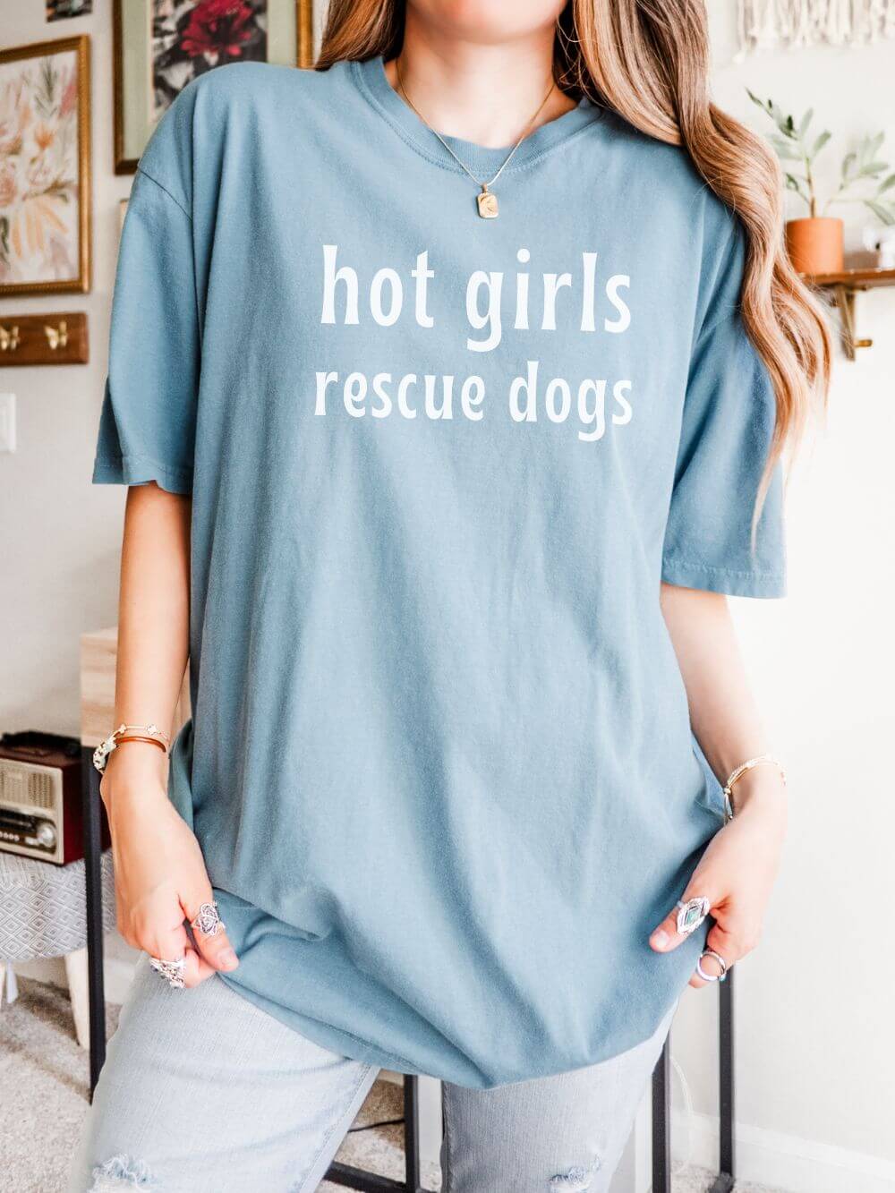 Hot Girls Rescue Dogs Comfort Colors Unisex Dog Mom T-Shirt - Sydney So Sweet