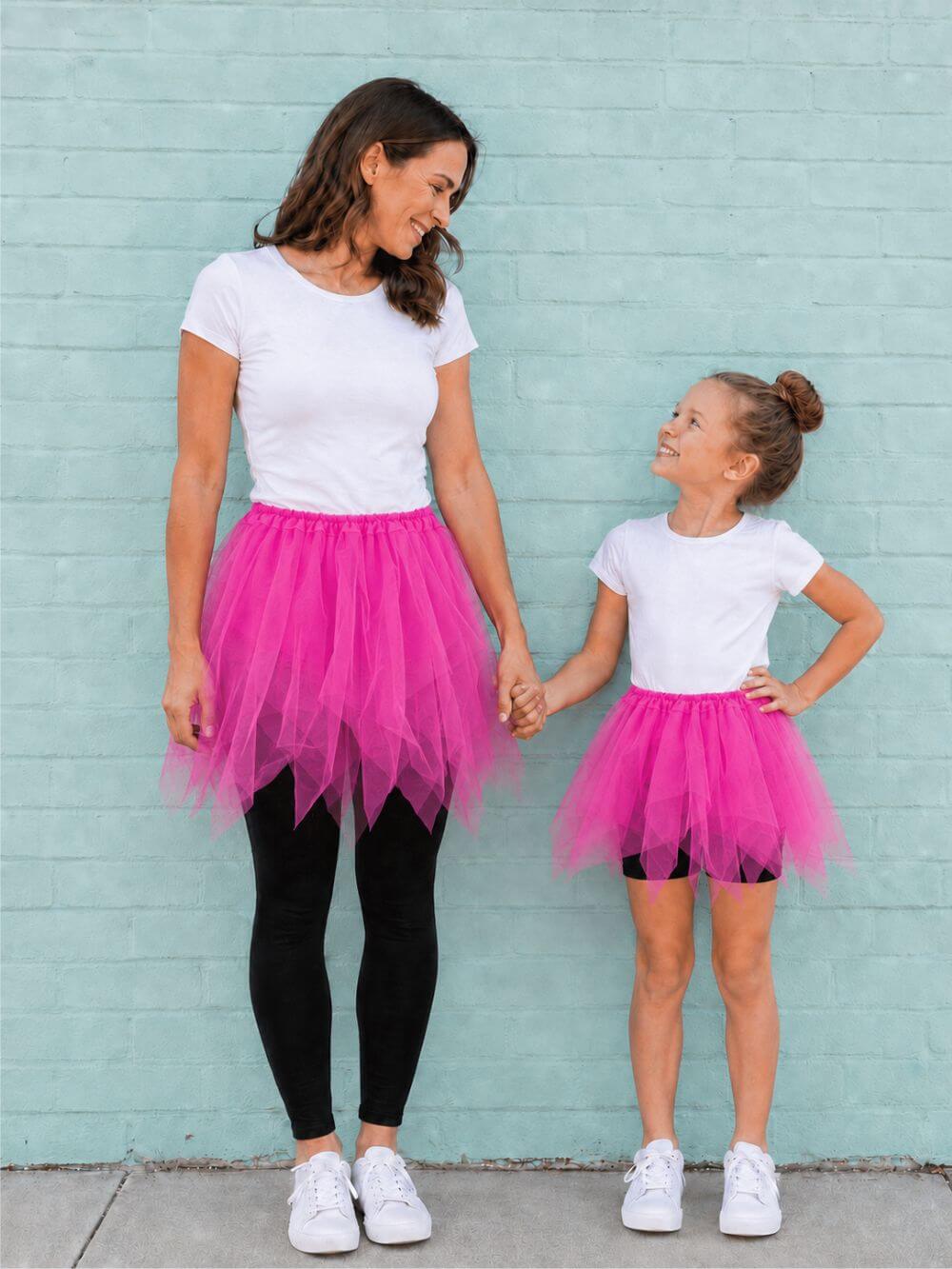 Neon Pink Fairy Costume Pixie Tutu Skirt for Kids, Adults, Plus