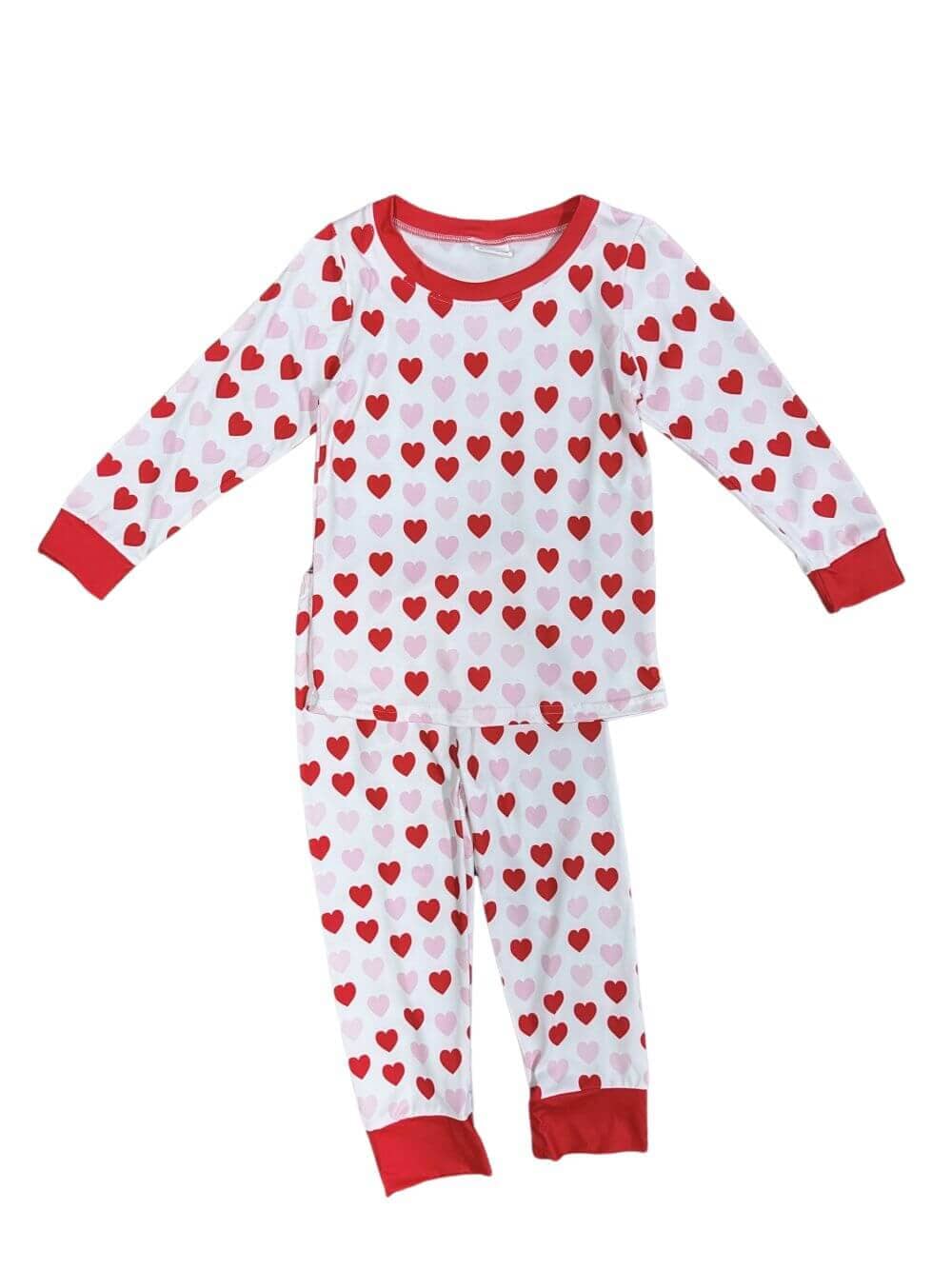 I Heart You Red Trim Girls or Boys Valentine's Day Lounge Set - Sydney So Sweet
